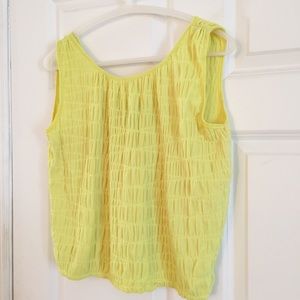DKNY Yellow Stretch Knit Top Sleeveless